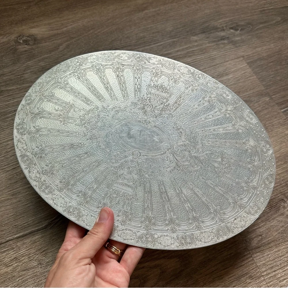 Vintage 1970s Tea Silver Decorative Plate Set